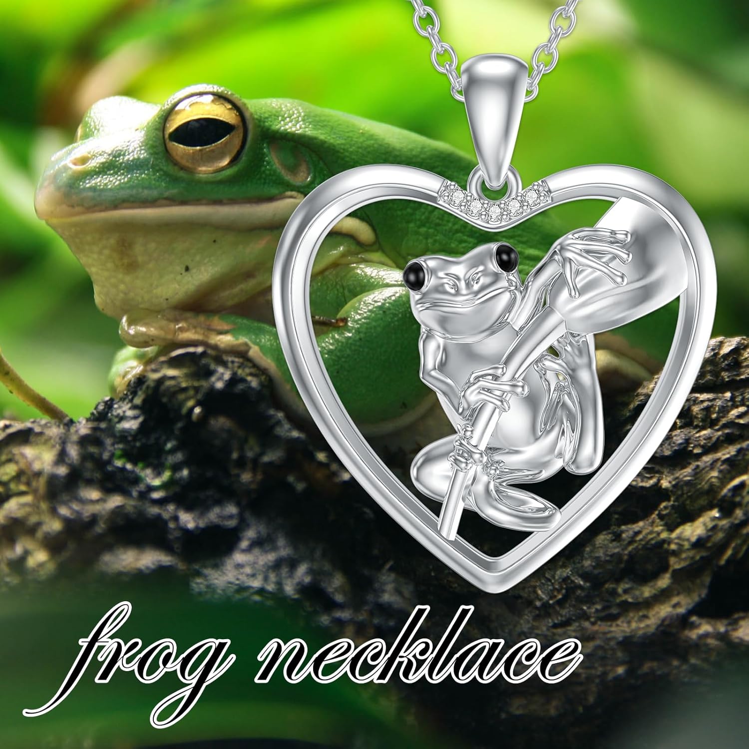 Diamond Frog Necklace for Women 925 Sterling Silver Frog Necklace for Mother Daughter Grandmother Mom Wife Sister 18+2Inch - Image 5