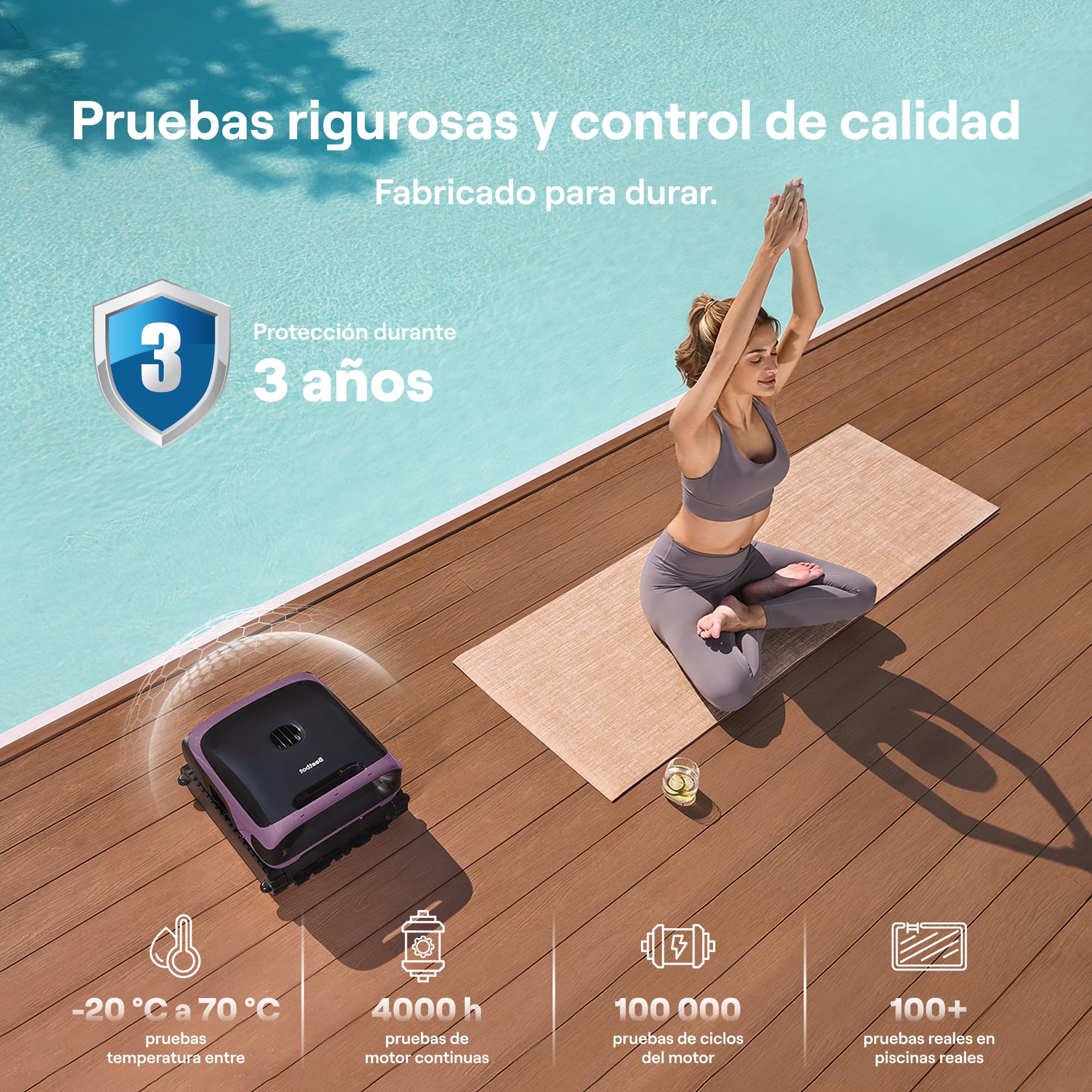 Beatbot Sora 70 Robot Piscina limpiafondos y Paredes, Glicina | Paredes, Plataformas y línea flotación,superficie,Aparcamiento en Superficie,App,para Piscinas elevadas y enterradas