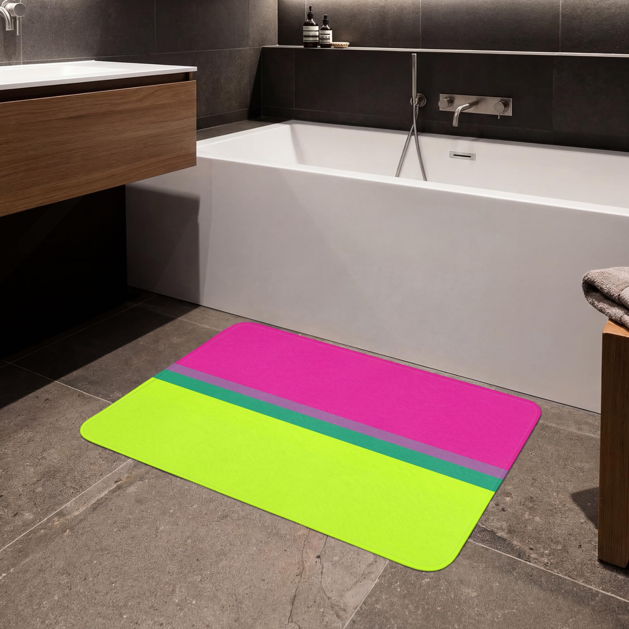 Alfombras Baño Rectangular 90x60 cm Alfombra Ducha Lavable Tapete Bath Mat Non Slip Antideslizante Bathroom Decoracion Shower Rayas - Moderno - Colorido
