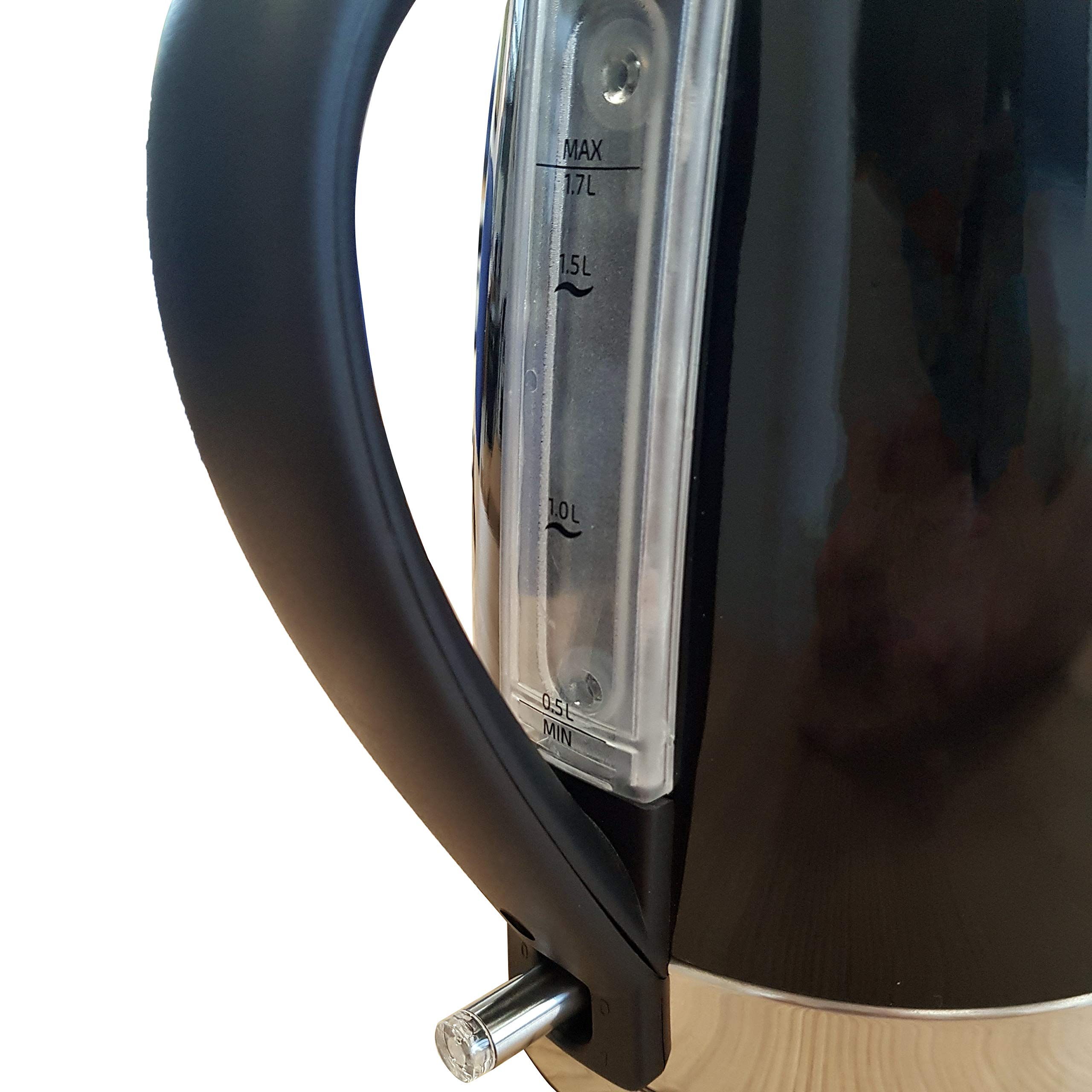 MPM MCZ-58/C Hervidor de agua Eléctrico 1,7 Litros, Recipiente Acero Inoxidable sin BPA, Resistencia Oculta, Apagado Automático, Inalámbrico 360º sin Cable, Filtro de Cal, 2200 W, Negro