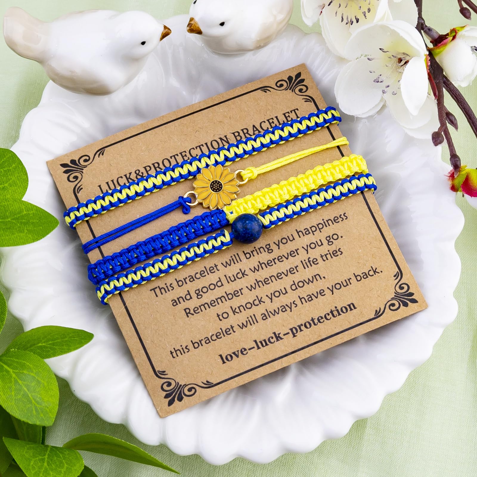 4 PCS Ukraine Keychain Bracelet Ukrainian Keychain Gifts Blue and Yellow Keychains Handmade Bracelets Ukraine Gifts Bracelet for Friend Women