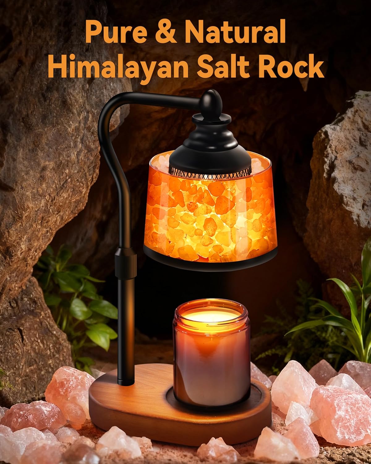 3-in-1 Candle Warmer Lp with Timer Dimmable, Himalayan Salt Lp &