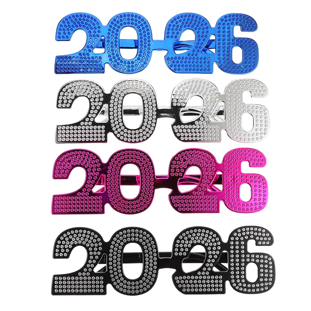 Hemobllo 4 Pcs 2026 Glasses, New Year Eve Funny Glasses, New Years Party Supplies