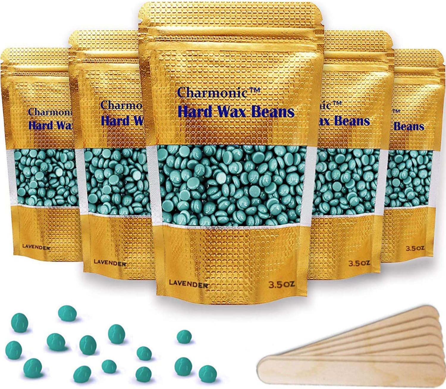 Depilatory Wax, 17.5 Oz Hair Wax Beans by Charmonic, Hard Body Wax Beans, Hair Removal Depilatory Wax European Beads for Women Men 500g/17.5Oz (Chamomile)
