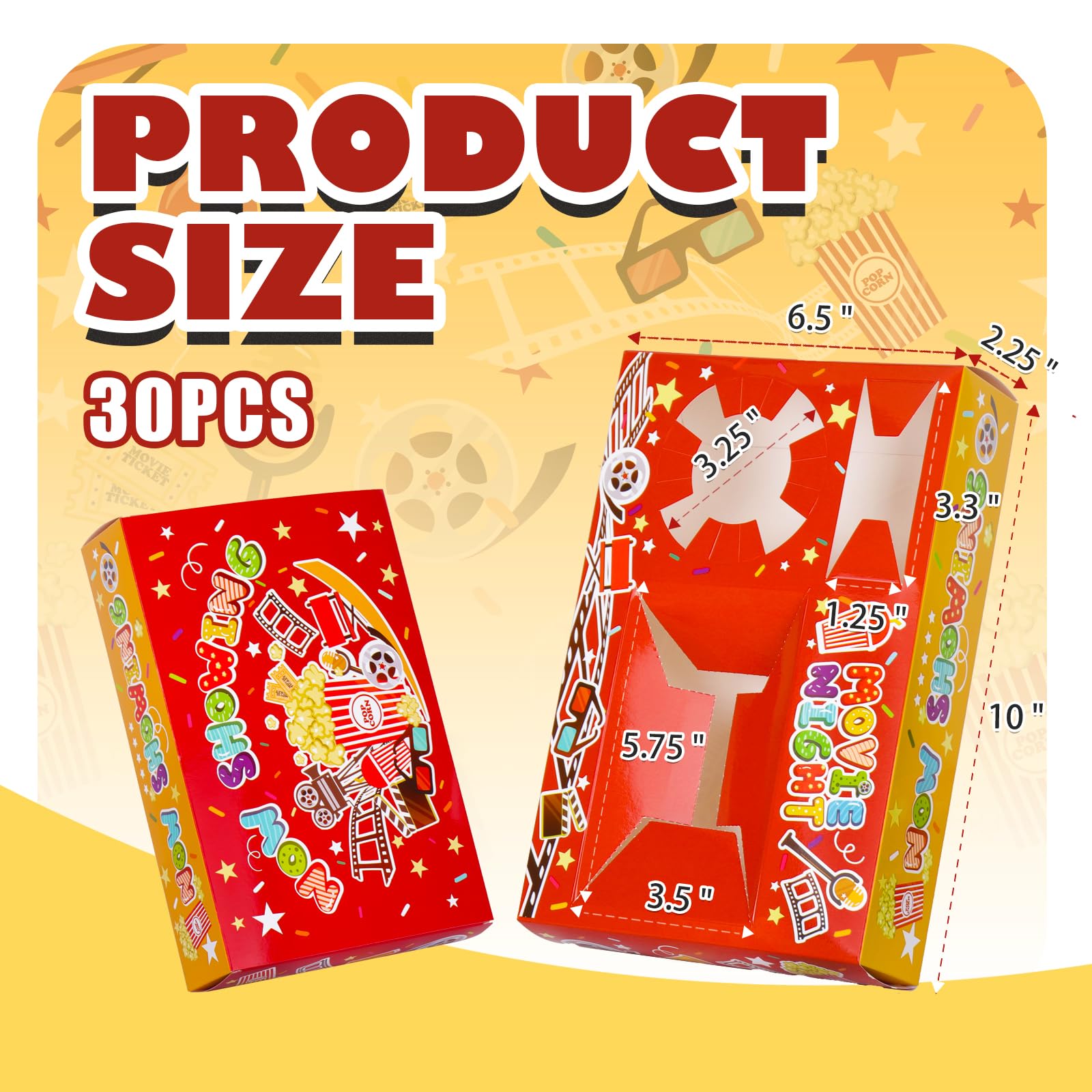 HAPYPATY Movie Night Snack Tray with Popcorn Bags and Food Trays, Movie Night Supplies Kit, Outdoor Movie Night Box for Movie Theater Family Birthday Party - 61Pcs/Pack