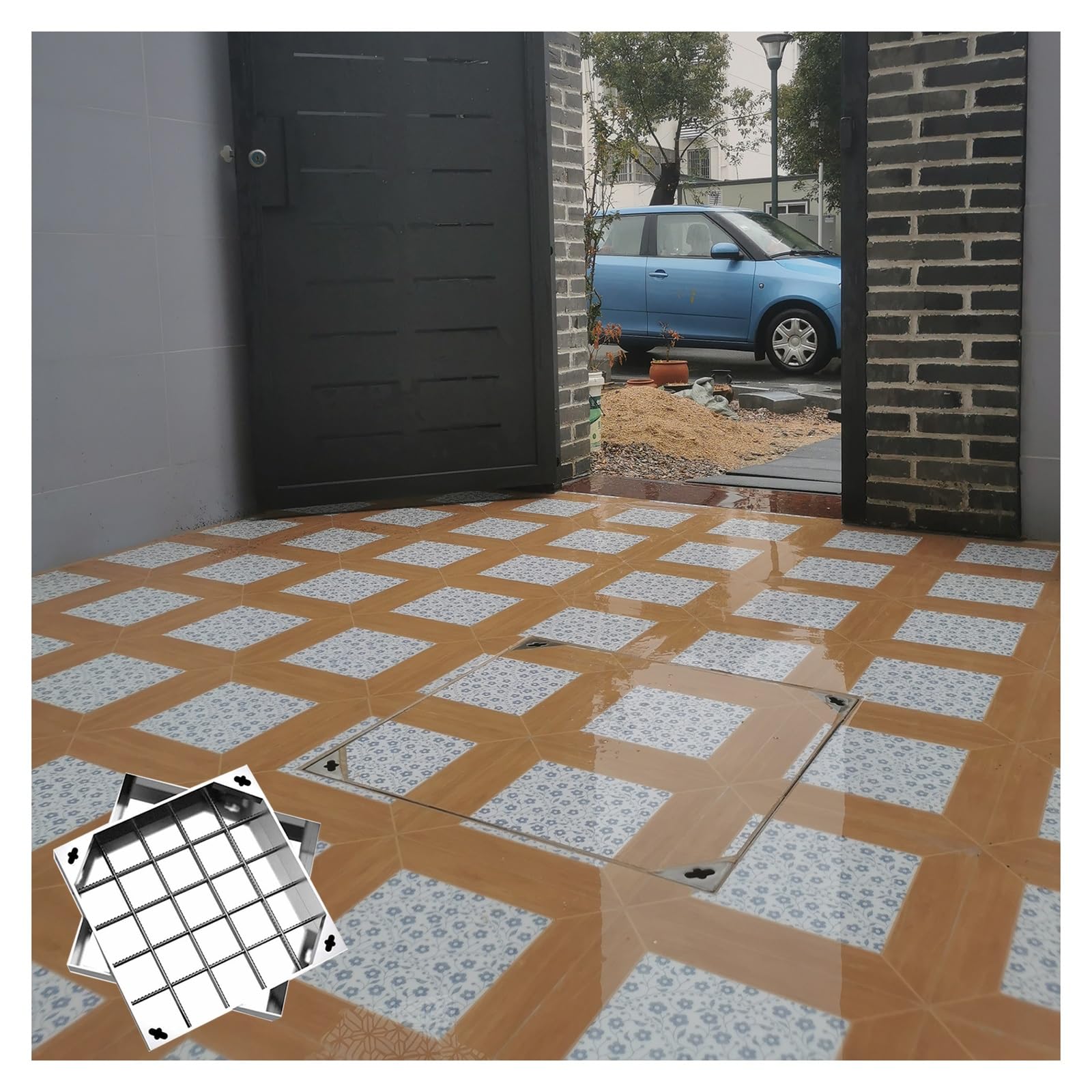GJMSSMY Invisible Design Embedded Manhole Lid, Stainless Steel Invisible Manhole Cover, Recessed Cover&Frame, Portable Embedded and Frame