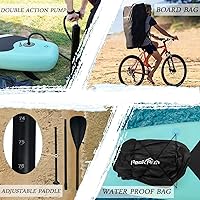 Vista 5 de Tabla de remo inflable (6 pulgadas de grosor) con accesorios y bolsa de SUP de primera calidad, aleta inferior para remo, control de surf, cubierta