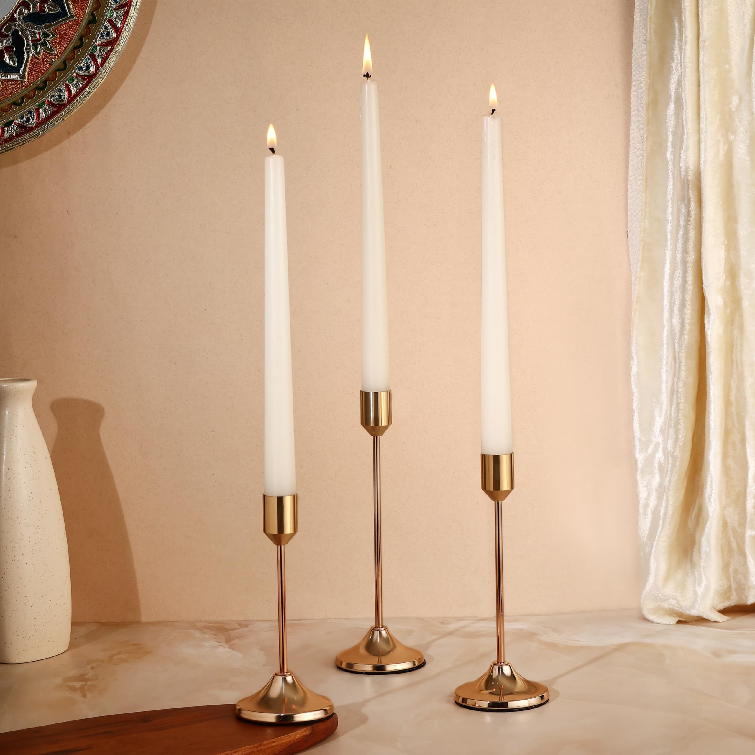 Prosperro Lumo By Parkash Candles Taper Candle & Brass Stand -1 Prosperro Lumo By Parkash Candles Taper Candle & Brass Stand -1