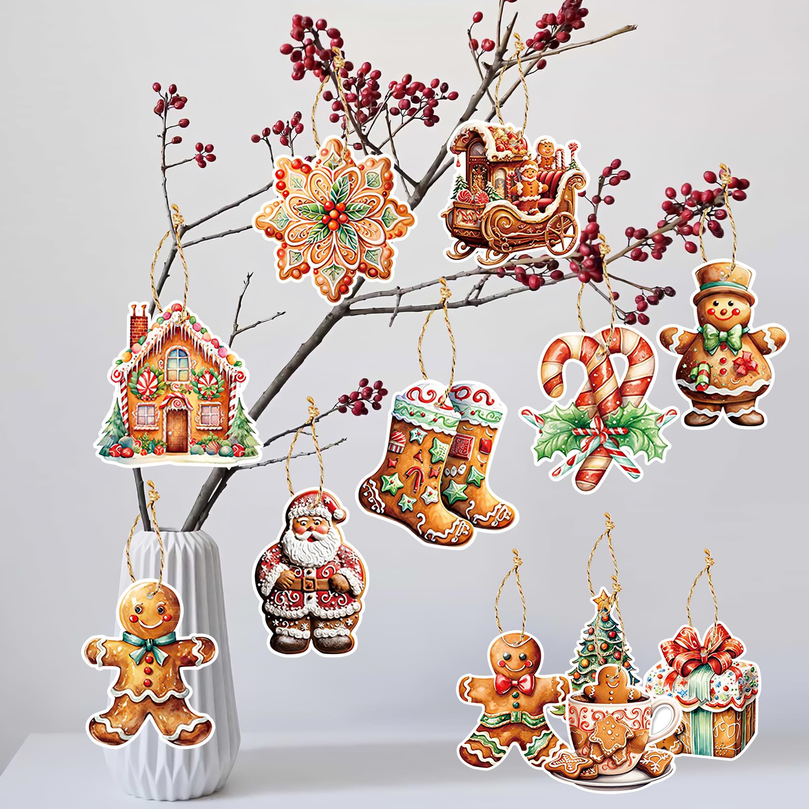 Lot 60 Etiquettes 60 Étiquettes Cadeaux Noël Vintage Avec Ficelle - Décorations Père Noël Pour Emballage Cadeaux Emballage Cadeau Vintage