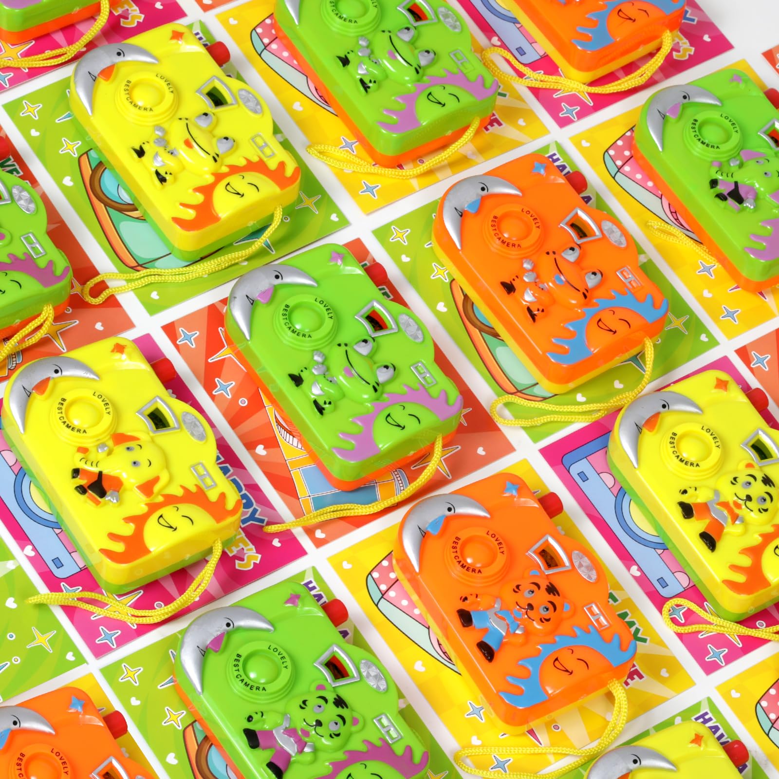 Valentinstagskarten für Kinder, Klassenzimmer, 24-teiliges Kamera-Spielzeug-Set, Tiermuster, Sucher, Kinder, Grußkarten, Valentinstag, Klassenzimmer, Schule, Austausch, Preise, Jungen, Mädchen