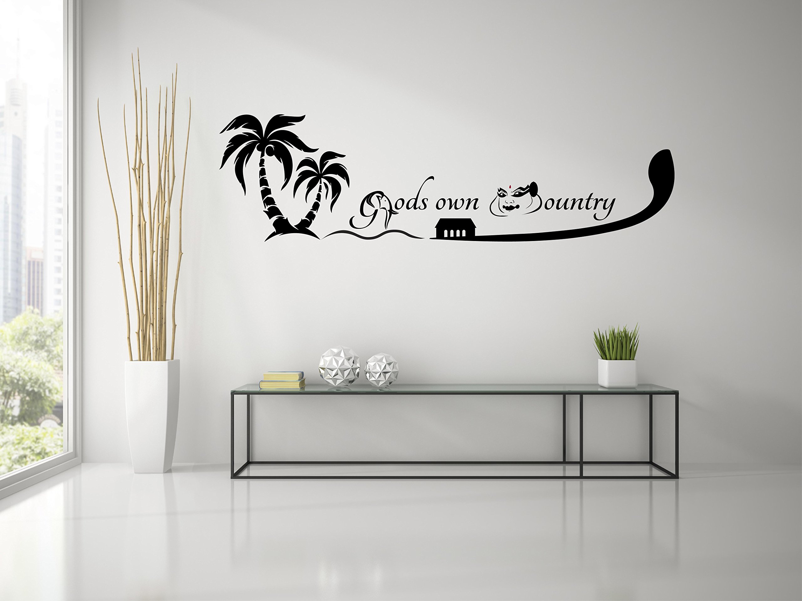 PEACOCKRIDE Vinyl Kerala God's own Country Wall Decal Black Large