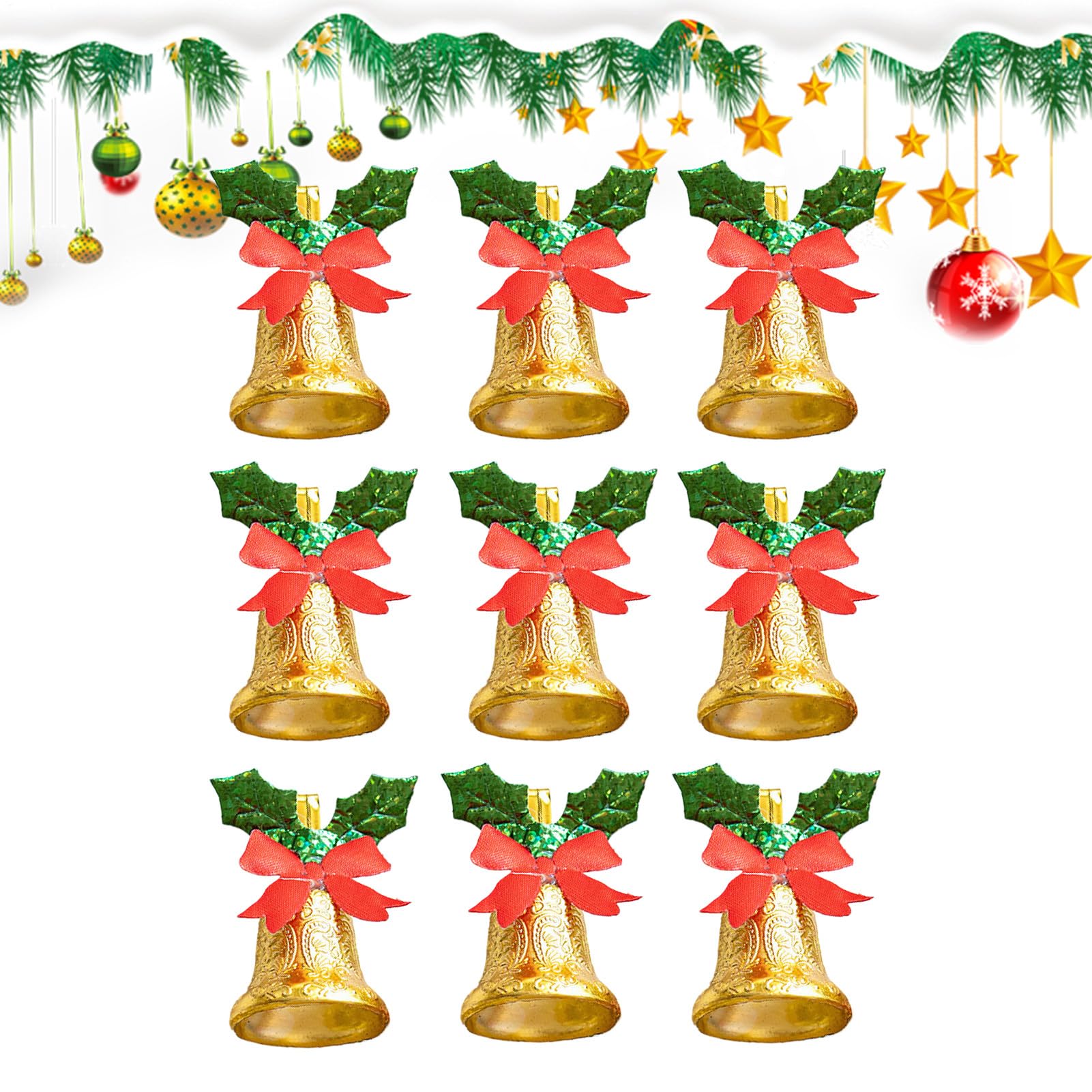 Addobbi a Campana di Natale Piccole Decorazioni in Metallo con Fiocchi