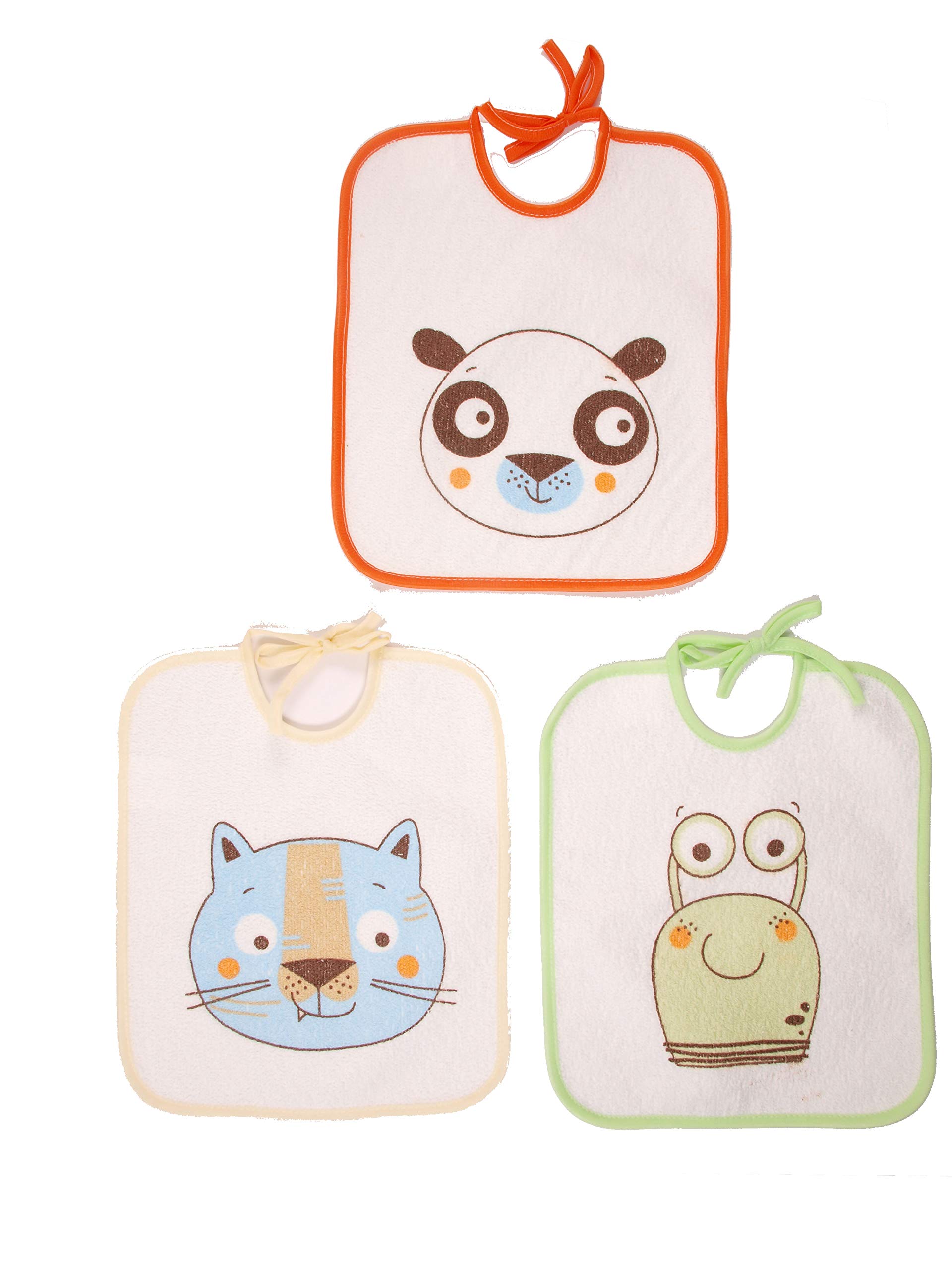 Ti TIN | Set van 3 waterdichte slabbetjes voor baby's met rubberen sluiting van 90% katoen - 10% polyester | 3 slabbetjes voor baby's vanaf 1 jaar