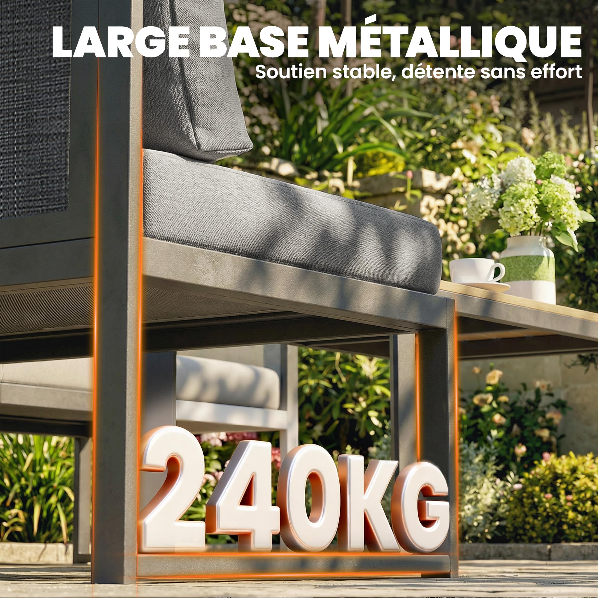 Outsunny Salon de Jardin Extérieur d'angle Modulable 6 Personnes Gris Foncé | Canapés, Table Basse à Lattes Effet Bois, Coussins, Structure en Métal et Textileline, Mobilier de Jardin Terrasse Balcon