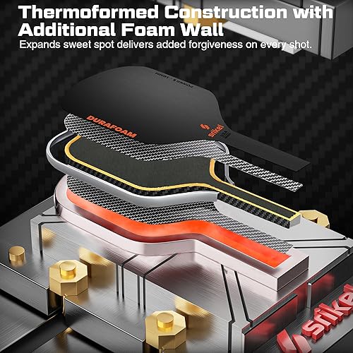Miniatura 3 de DuraFoam - Paleta de pickleball profesional de fibra de carbono T700, raqueta de núcleo de espuma 100% para disparos consistentes, potencia y control