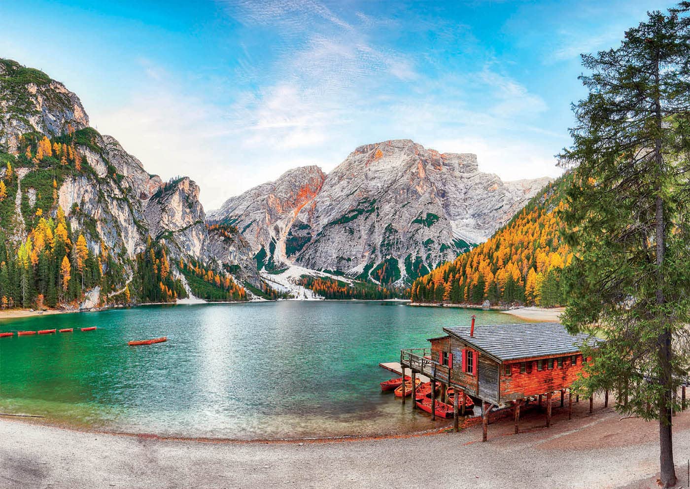 Educa - Braies de lac en Automne | Puzzle de 3000 pièces | Mesure approximative: 120 x 85 cm | Comprend Un Service de pièce Perdue au Stock d'échappement | À partir de 14 Ans (19281)