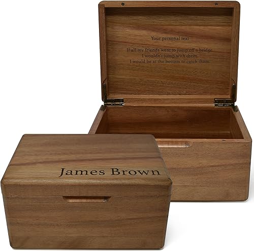 Miniatura 13 de Caja de madera grabada personalizada grande – Caja de recuerdo de madera de acacia con mensaje oculto personalizado, cajas de memoria de nogal para