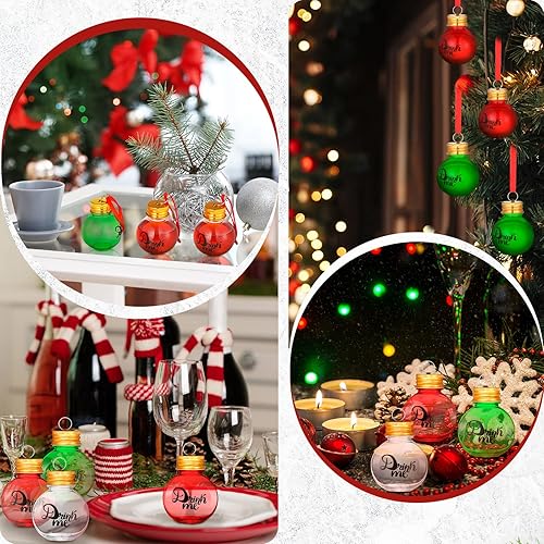 Miniatura 5 de 21 bolas de alcohol de Navidad, adornos de árbol de alcohol rellenables de Navidad, pequeñas bolas de Navidad transparentes, adornos rellenables de