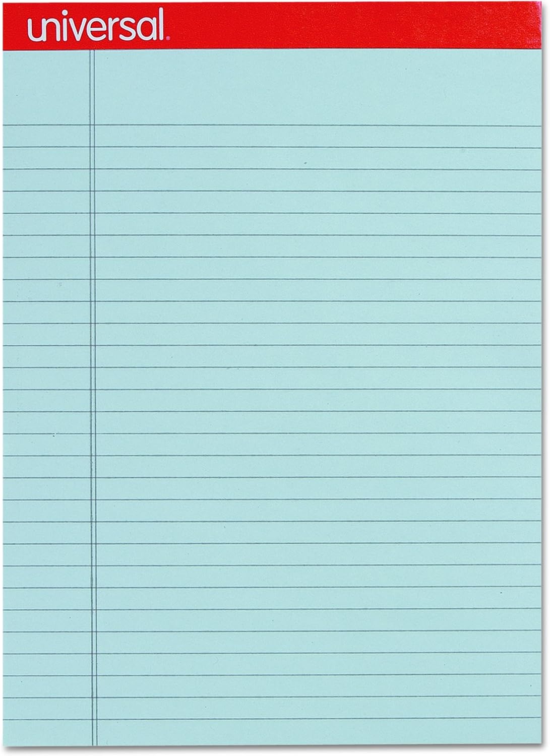 Universal 35880 Colored Perforated Note Pads, 8 1/2 x 11, Blue, 50 Sheet (Pack of 12)