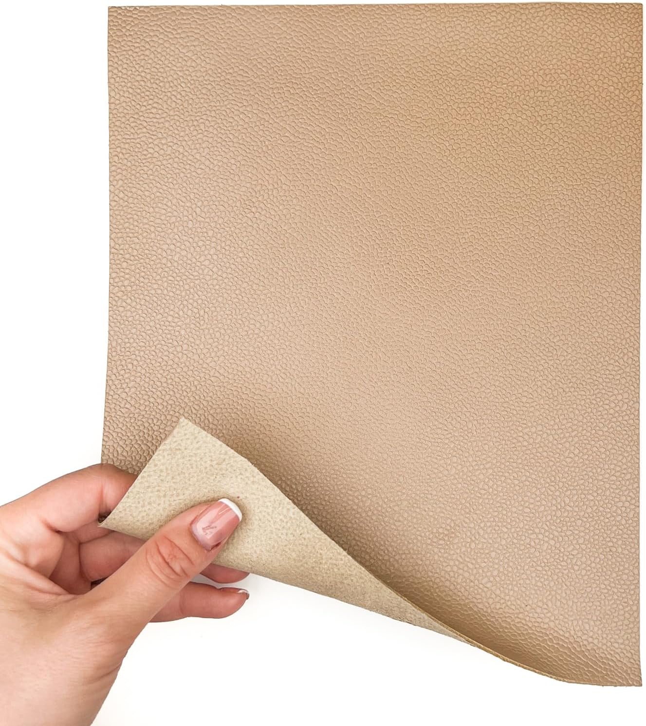 Premium Italian Lambskin Leather Sheet – Pebbled Grain, Soft & Durable Craft Leather, Beige (12x12 in / 30x30 cm)