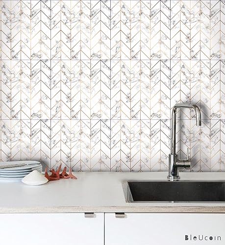 Miniatura 2 de Vinilo autoadhesivo para azulejos de mármol Wellington, para cocina y baño, resistente al agua y removibles, para cambio de imagen instantáneo (40,