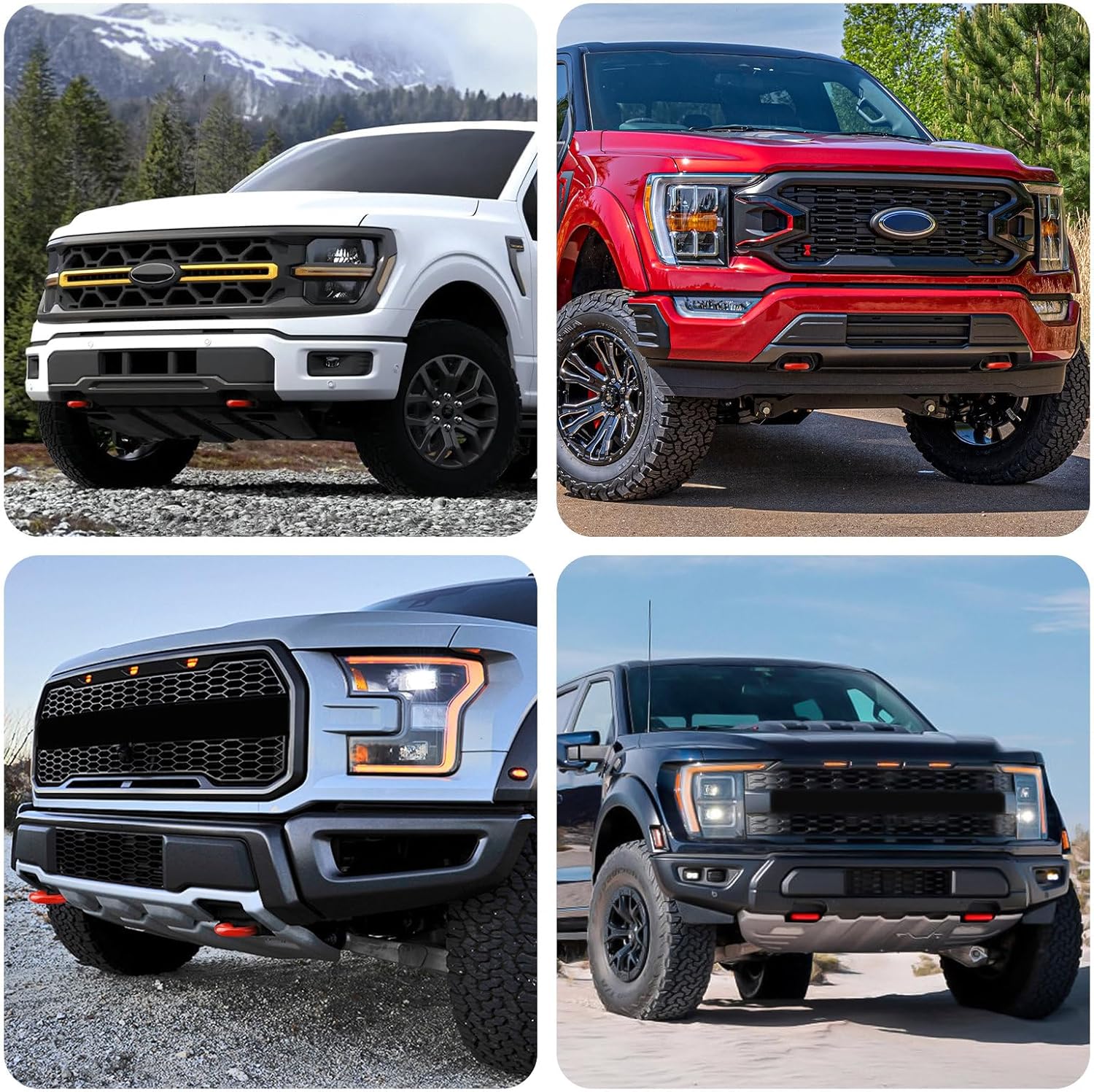 Tow Hooks Covers for Ford F150 2004-2026 Bronco Base/Big Bend/Outer Banks 2021-2026 Compatible with Toyota Tundra Accessories 2017-2021 (Red)