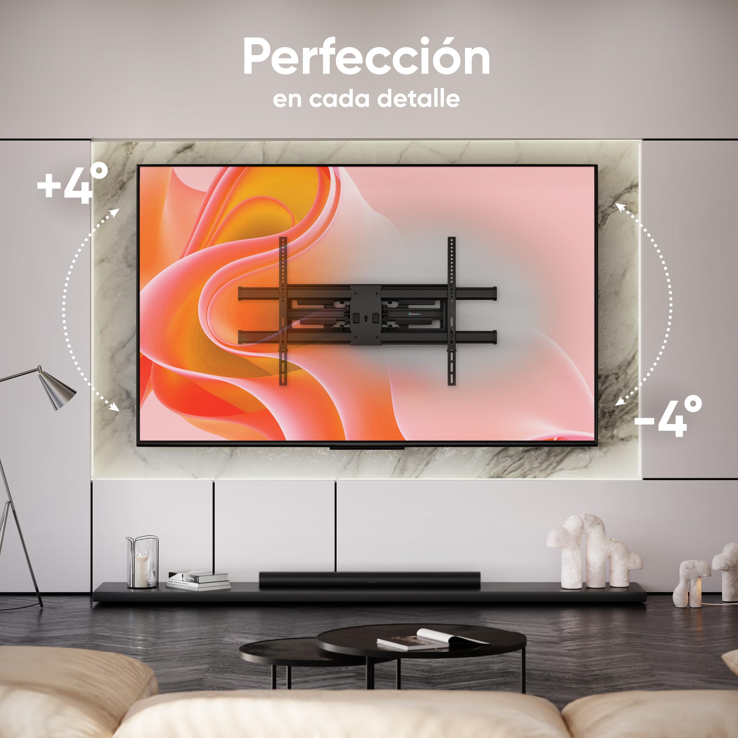 ONKRON Soporte TV Pared 42-120 Pulgadas, hasta 100 kg, VESA 200x100-1000x600 mm, Soporte Television Articulado, Brazo TV Giratorio e Inclinable, Colgador Television Pared Universal, Negro M10-B