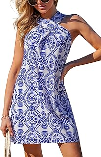 CUPSHE Womens Summer Dresses 2025 High Neck Halter Sleeveless Sundress Crossover Beach Coverup Dress