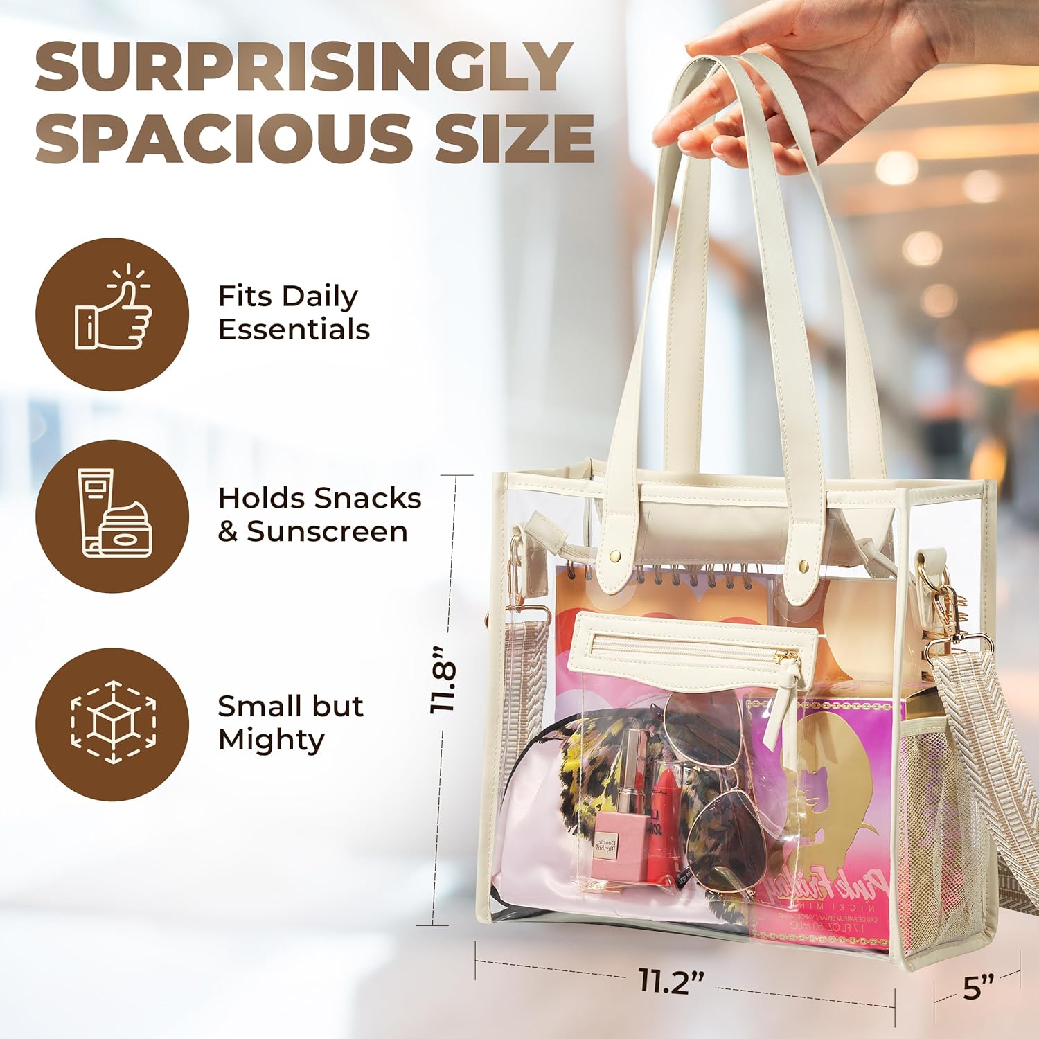 Handy Laundry Clear Bag for Stadium Events - Large Transparent Tote - Clear Purse for Women, Work, Beach & Shopping - Image 2