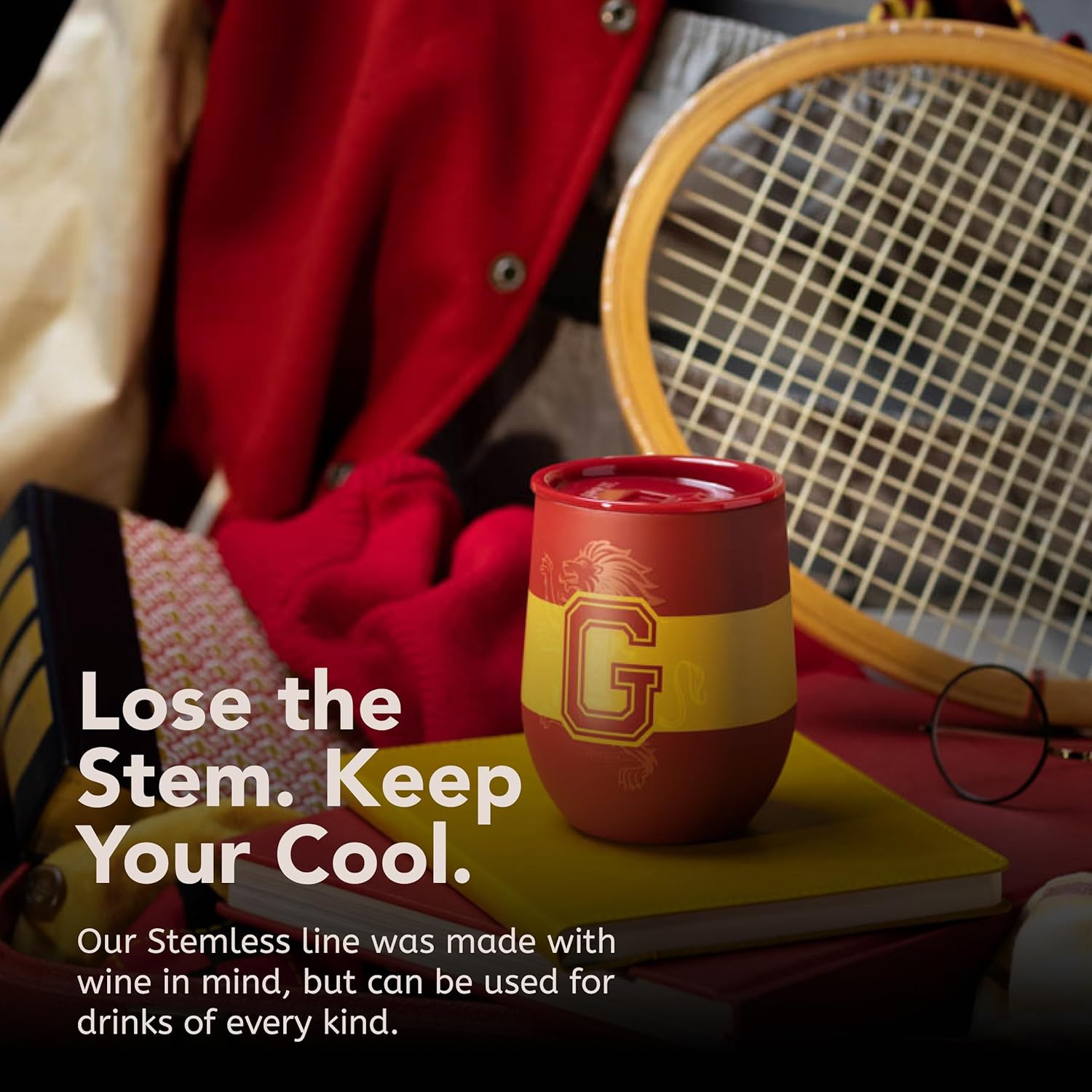 Corkcicle Stemless Insulated Wine Glass Tumbler - Keeps Beverages Cold 6 Hours & Hot 3 Hours - Stainless Steel - Easy-Grip - Summer Drinkware Gift - Keeps Drinks Ice Cold - 12 oz - Gryffindor - Image 6