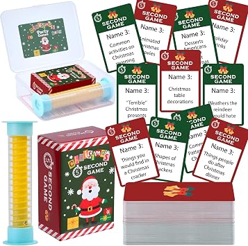 Christmas 5 Second Game with 110 Question Cards and 5 Second Hourglass