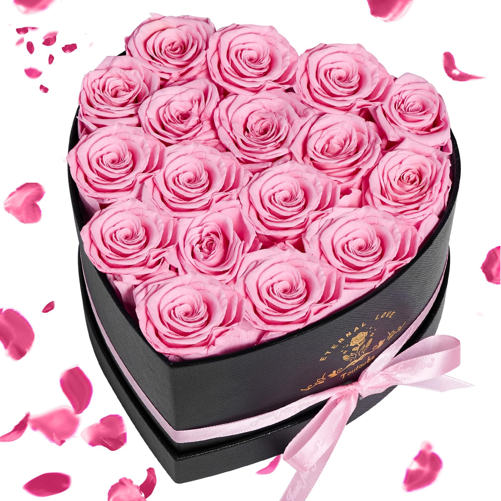 GUCHO Forever Rose - Set regalo di compleanno per lei, con rose rosse artificiali eterne, regalo di San Valentino per donne, Natale, confezione regalo di nozze per donne