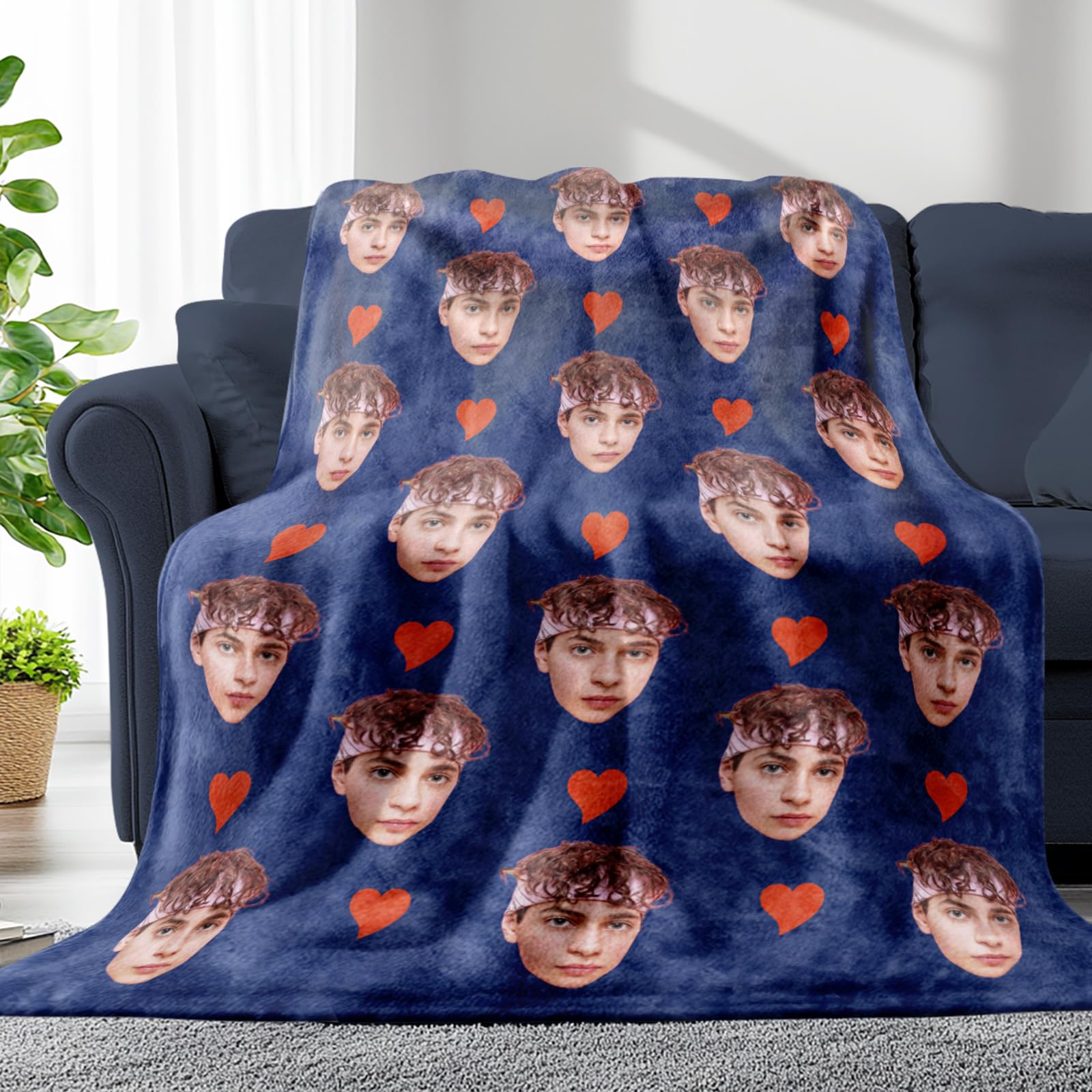 Lifemaison Personalised Face Blanket with Custom Picture for Dad, Mom, Kids, Couples, Pets, Birthdays & Christmas