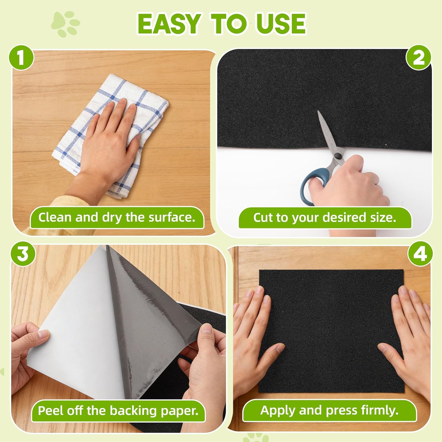 Pet Nail Filing Emery Paper, Self-Adhesive Dog Scratch Board Replacement, Alternative to Dog & Cat Nail Clippers, Protects Furniture, Doors, Walls, DIY Grooming Tool for Pets(10In x 13Ft, Black)