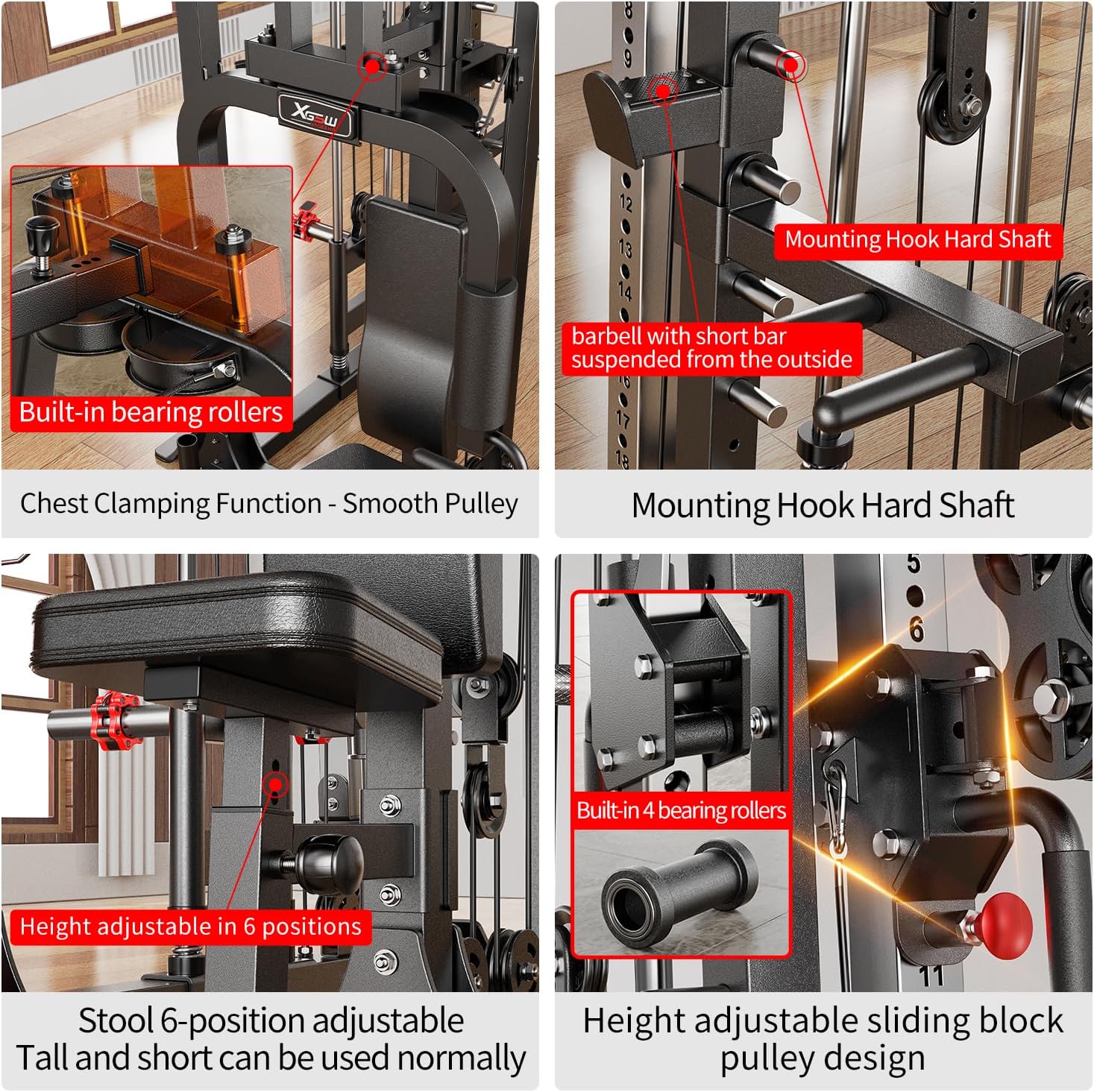 XGSW XINGESIWR XGSW XINGESIWR Smith Machine – Multi-Function Squat Rack with Cable Crossover System - Image 6
