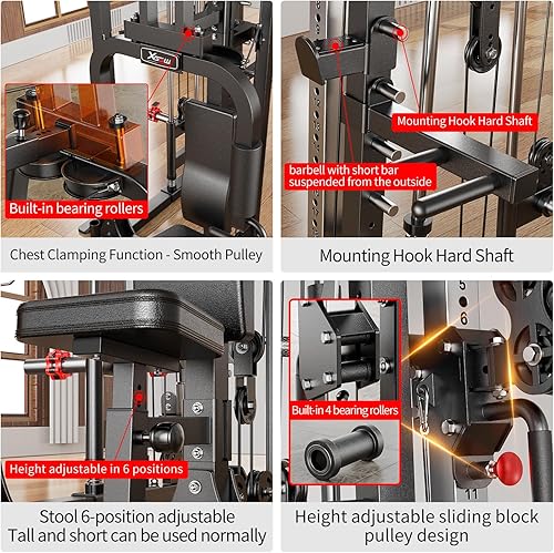 Miniatura 4 de Smith - Máquina con sistema de cruce de cables, jaula multifunción para sentadillas para gimnasio en casa, rack de energía y paquetes de pesas