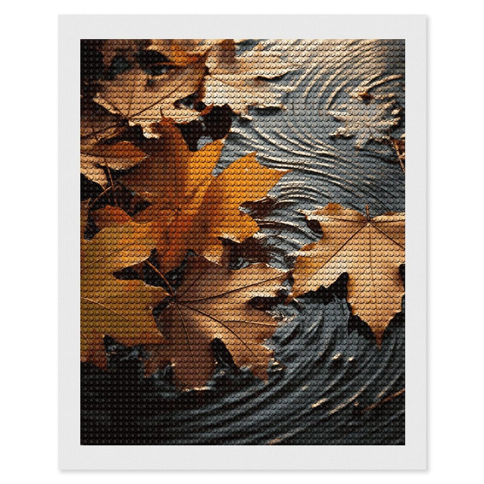 FekiLoot Fall Leaves Diamond Art Kits for Adults Diamond Painting Kits for Beginners DIY Diamond Art Kits Round Full Drill Diamond Dot Gem Painting for Home Wall Decor Gift 16"x20"