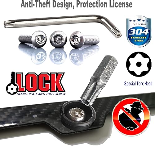 Miniatura 5 de ZXFOOG Marco de matrícula de fibra de carbono, 100% hecho a mano, soporte envuelto en tela de fibra de carbono real, cubierta delgada de aluminio