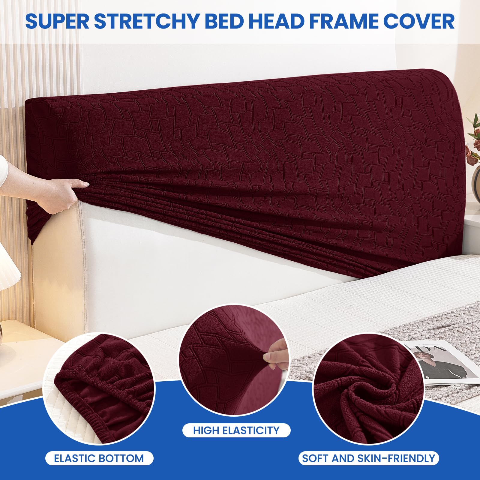 Copri Testiera Letto Elastico In Velluto: Fodera Proteggi Testata Con Tasca, Lavabile Per Letto Matrimoniale E Singolo, 150/180/200 Cm - 2