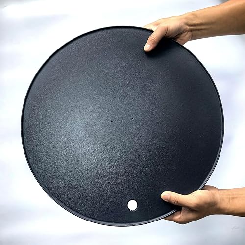 Miniatura 6 de Acero redondo XL para pizza de 16.9 pulgadas Fundido 3D crea magníficas cortezas, piedra de hornear de hierro fundido esmaltado para horno, plancha