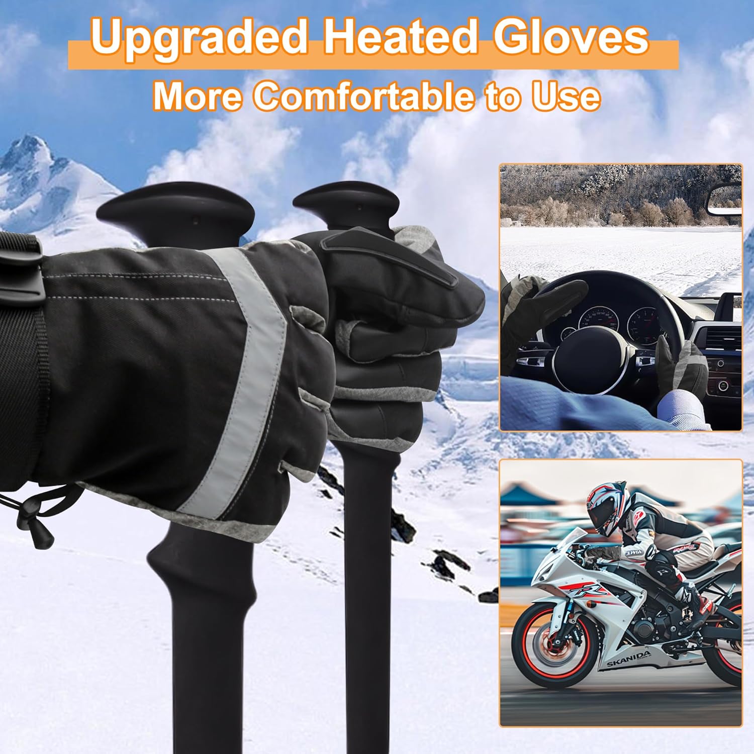 Rabbitroom Upgraded 5V 6000mAh Rechargeable Heated Gloves for Men Women, 3 Heating Levels Waterproof Non-Slip Design Ideal Hand Warmers Perfect for Hunting Skiing Driving Fishing Outdoor Work(Medium) - Image 7