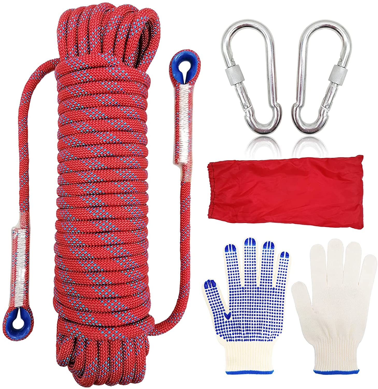 Corda Da Arrampicata LUKASOHY 10mm - Statica In Nylon Con Moschettoni Per Alpinismo, Campeggio E Attivit&agrave; Outdoor