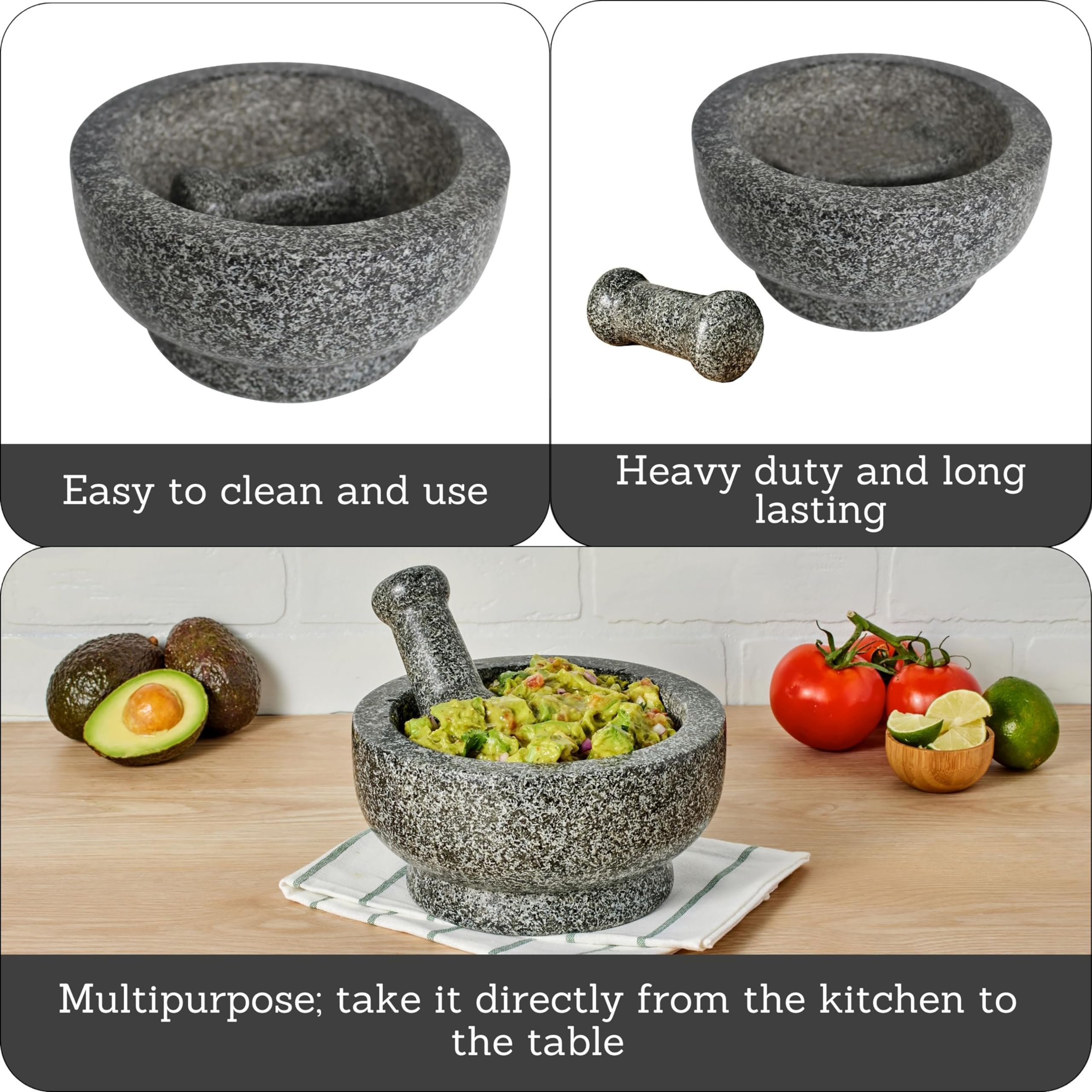 IMUSA Stati Uniti Molcajete, 8.5", Granito