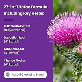 NutraChamps Liver Cleanse Detox & Repair Formula, 20+ Herbs: Milk Thistle Extract with Silymarin, Artichoke, Dandelion, Chicory Root Powder, Liver Support Pills Supplement, 60 Capsules