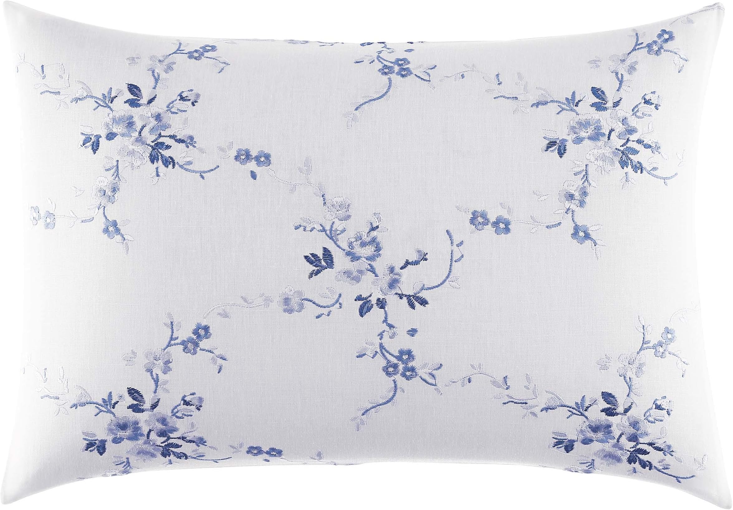 Laura Ashley - Ruffled Throw Pillow, Decorative Home Decor with Envelope Closure (Charlotte Blue, 14" x 20")