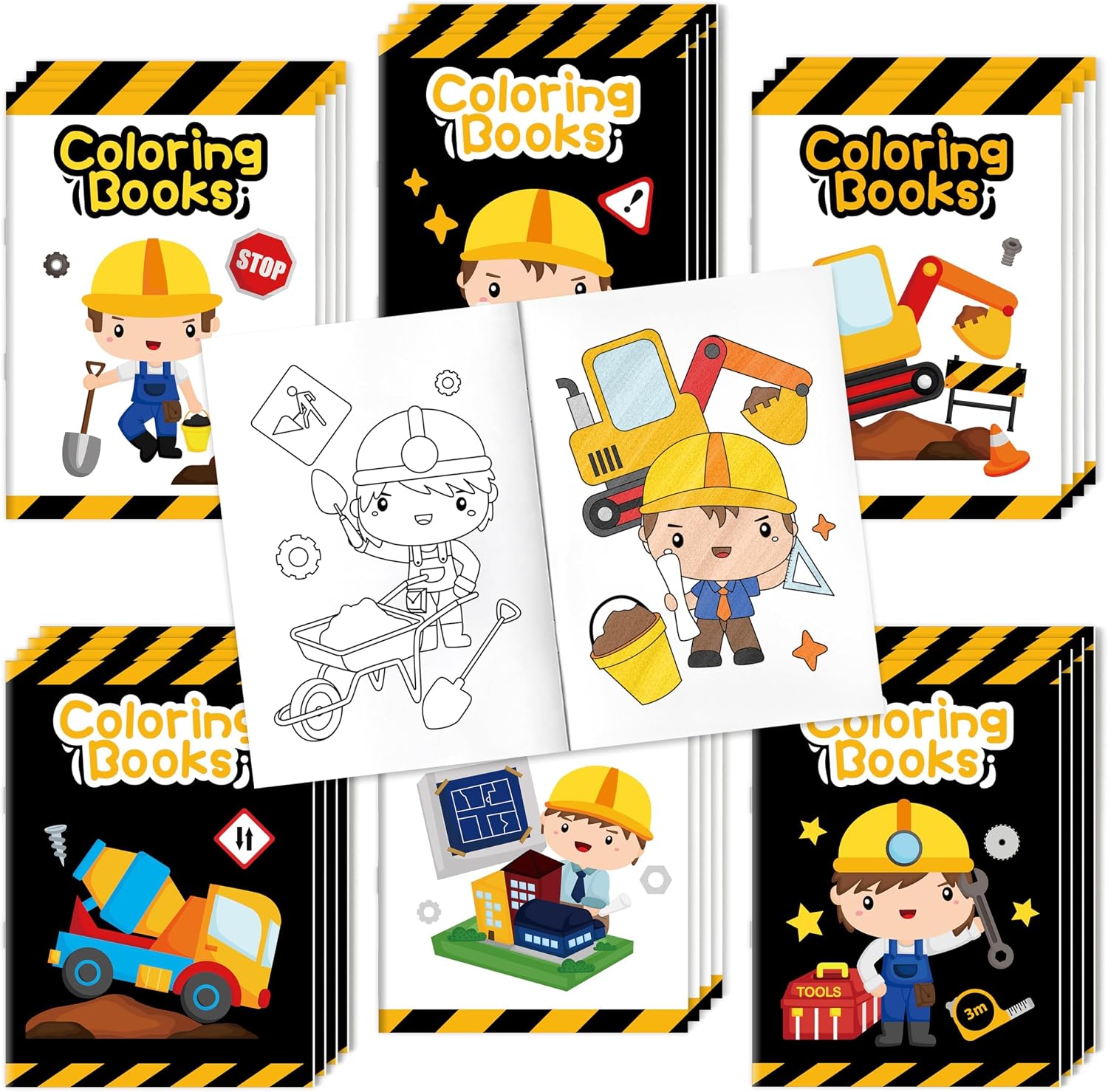 Bulk Construction Coloring Books, 24Pcs Mini Drawing Booklet for Kids