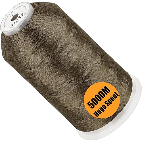 New brothread - Single Huge Spool 5000M Each Polyester Embroidery Machine Thread 40WT for Commercial and Domestic Machines - Umber(Janome Color)