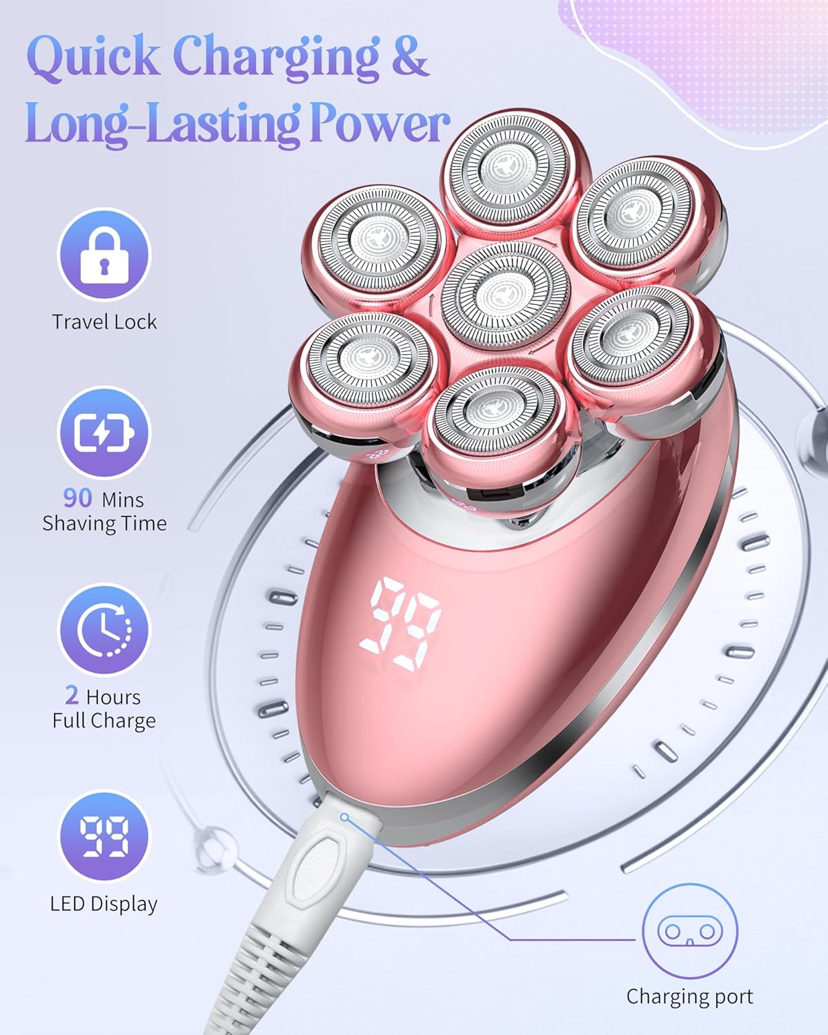 Electric Razors for Women Legs:Cordless Electric Shaver for Women-Wet Dry Womens Electric Shaver-Rechargeable Body Shaver for Smooth Leg Shaving (Pink)