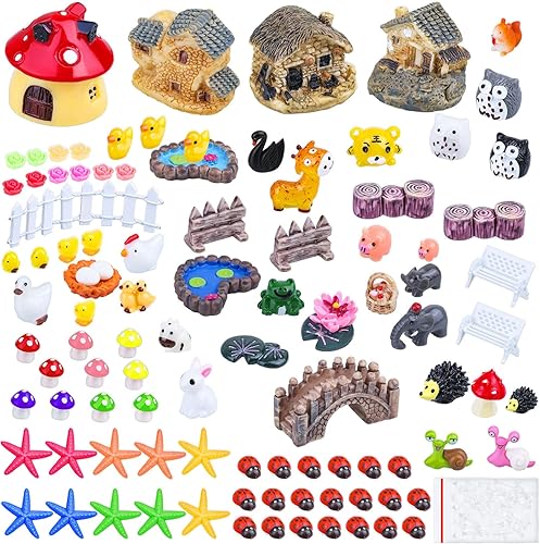 Miniatura 2 de Modacraft 200 accesorios de jardín de hadas en miniatura, incluyendo 100 pines fijos, kit de jardín de hadas, figuras de animales, mini paisaje para