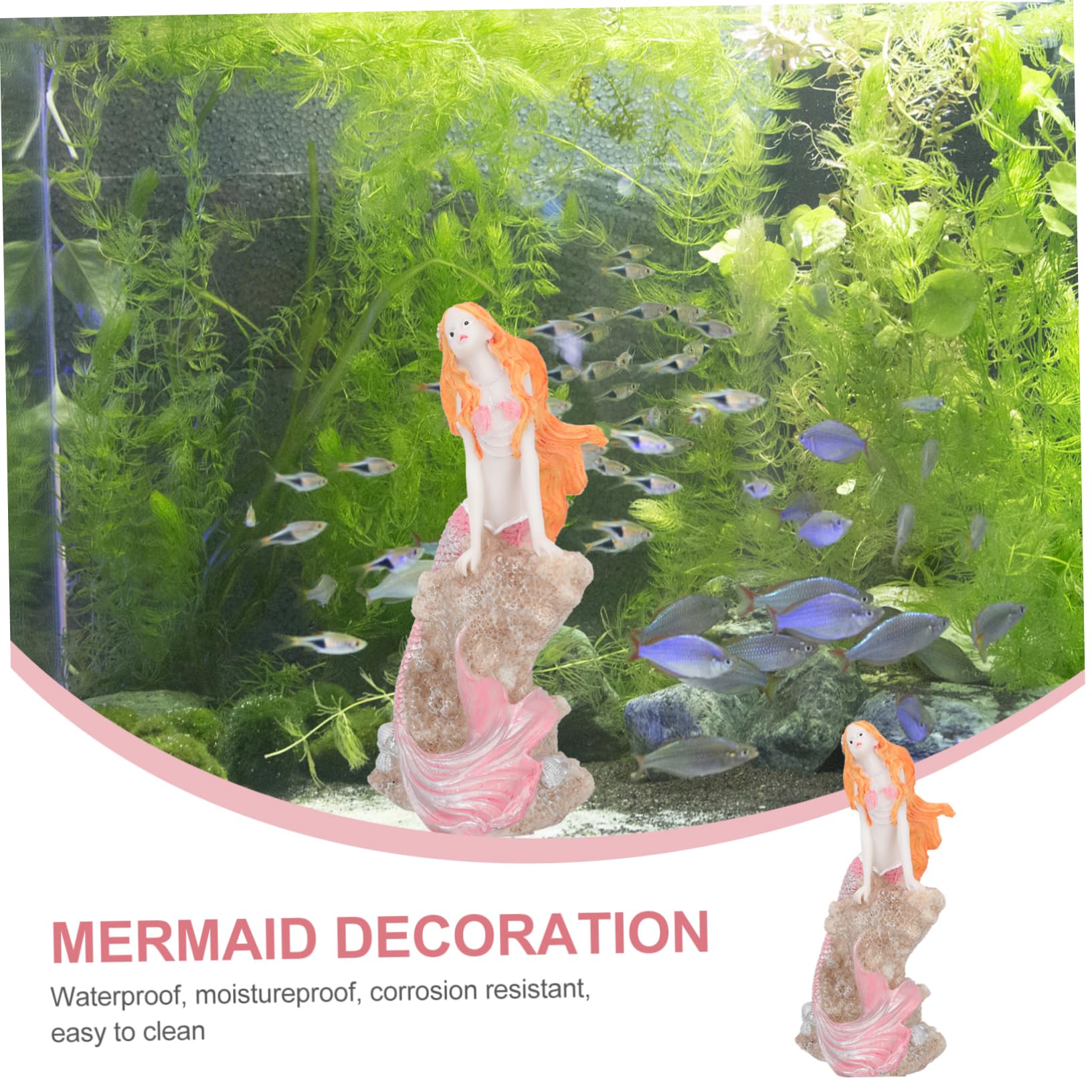 Cabilock 2 Pezzi paesaggio del serbatoio di pesce arredamento ornamento sirena in resina per acquario decorazioni artigianali in resina fornitura acquario sirena paesaggistica acquario rosa